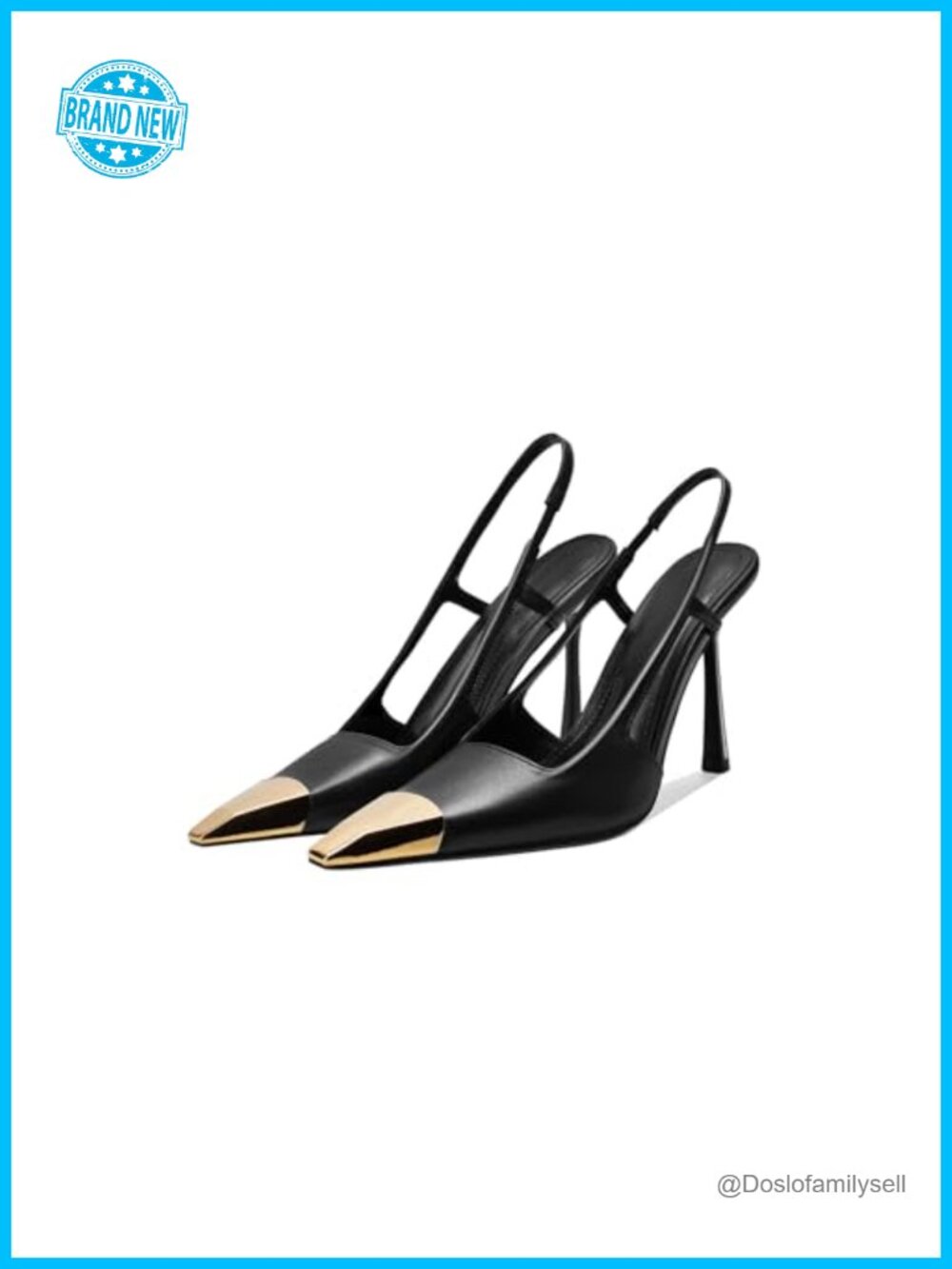 Faux Leather Slingback Stiletto Heels Pointed Toe Pumps for Formal Events